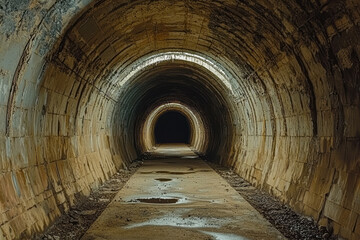 Obraz premium Abandoned bunker tunnel: a glimpse into the Cold War era.