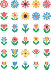 A Flower icon set vector