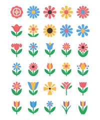 A Flower icon set vector