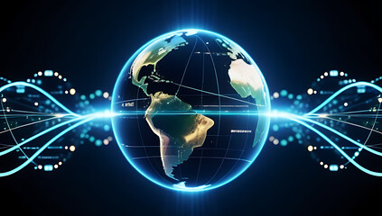 Fototapeta premium flow digital information representing global connection futuristic technology