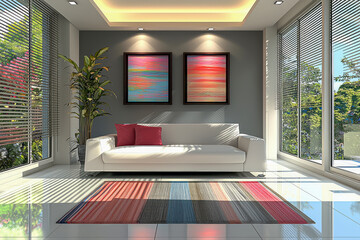 Contemporary Living: Captivating Interior Design with Stylish Sofa in Modern Room