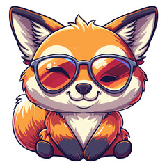Naklejka premium A cartoon fox wearing sunglasses and a smile.