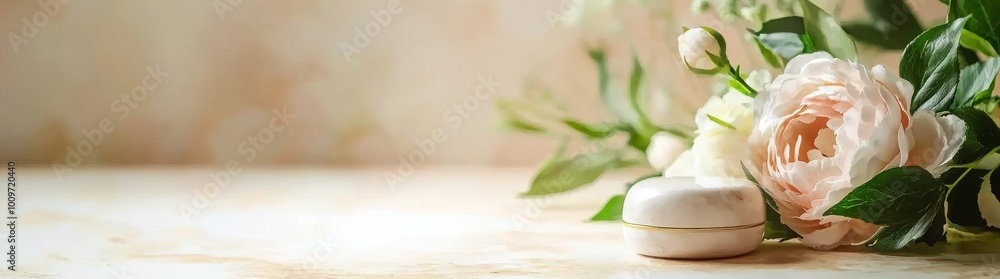 Poster website header template with vintage paper with roses - simple design for websites
