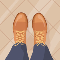 Male legs selfie. Casual fashion feet top view