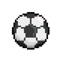 Pixel Art Football vector icon. Soccer ball, Football in 8-bit retro game style	