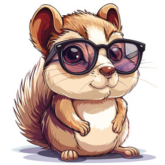 Obraz premium A cute little squirrel wearing sunglasses and a pair of glasses. The squirrel is smiling and he is enjoying the sun