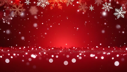 red christmas background adorned delicate snowflakes