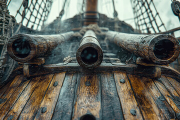 Wooden Warship: Cinematic Shots of Cannon-Laden Hull
