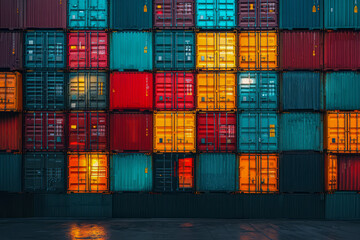 Fototapeta premium Captivating Images of the Container Shipping Industry: A Photographic Journey Through Vibrant Visuals