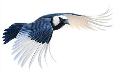 Obraz premium Majestic bird gliding gracefully through the clear blue sky during a serene afternoon in nature's embrace