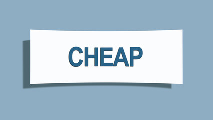 Cheap. A card isolated on blue background.