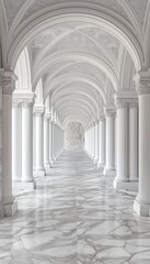 Obraz premium photo of a 3D arch wall corridor, showcasing a series of elegantly designed arches that create