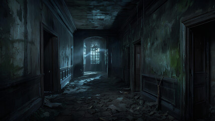 Obraz premium halloween old abandoned spooky house - gen ai