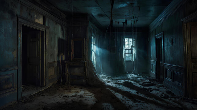 halloween old abandoned spooky house - gen ai