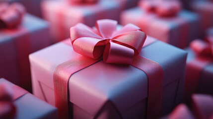 Presents wrapped in vibrant pink ribbons are elegantly arranged, bringing joy and excitement for a special event or celebration