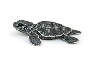 Fototapeta premium A delightful handcrafted sea turtle ornament captured in serene simplicity against a clean backdrop, showcasing intricate details and craftsmanship