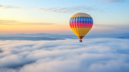 Fototapeta premium Hot Air Balloon Soaring Above the Clouds at Sunrise