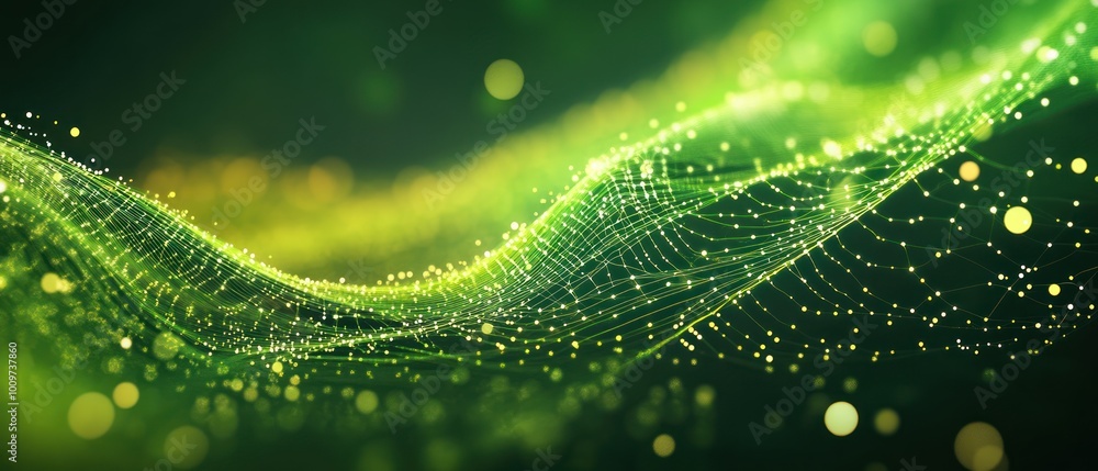 Poster abstract technology background made of interconnected dots and flowing lines