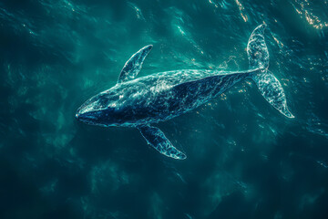 Fototapeta premium Oceanic Majesty: A Bird's-Eye View of a Realistic, High-Resolution Whale Encounter