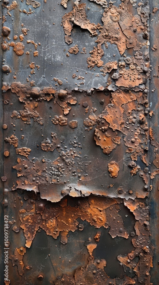 Poster weathered metal surface displaying layers of rust with rich texture and character from age