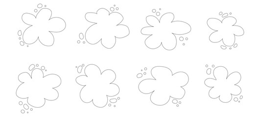 Modern flower irregular shape. Set of simple spots in form flowers. Vector Abstract shape. Irregulars organic blots.