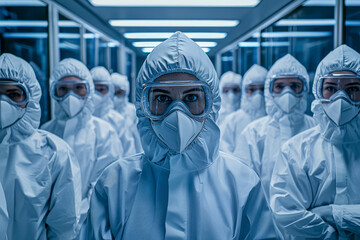 High Definition Realistic Photos of Semiconductor Laboratory Researchers in Technology Research Room