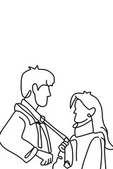 One continuous line drawing, a girl sitting and drinking  	