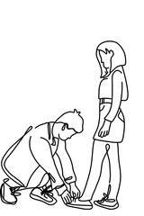 One continuous line drawing, couple love