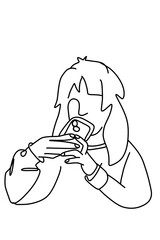 One continuous line - people show and take a photo