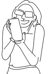 One continuous line - people show and take a photo
