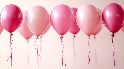  Pink and white balloons line a light pink wall