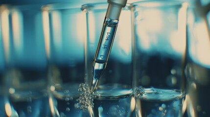 Dropping liquid into test tubes during a laboratory experiment in a science lab