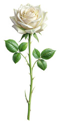 Obraz premium White Rose on a Long Stem Isolated Without Background