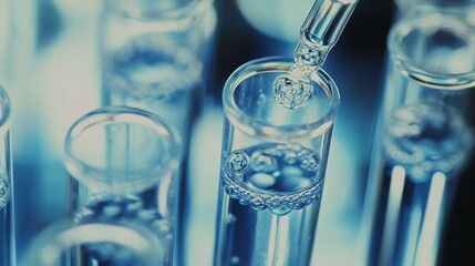 Dropping liquid into test tubes during a laboratory experiment in a science lab