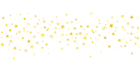 Gold stars vector background, sparkling Christmas confetti falling isolated. Shining flying golden stars glitter backdrop, sparkle border
