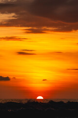 beautiful sunset golden hour above sea background sky orange