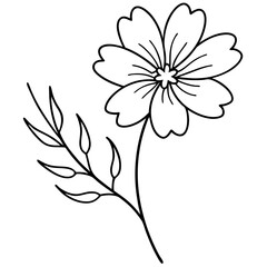 Enchanting Vector Illustration of a Whimsical Cosmos Flower with Delicate Petals

