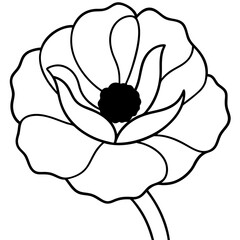 Eye Catching Vector Art of a Vibrant Poppy Flower with Luxurious Silky Petals
