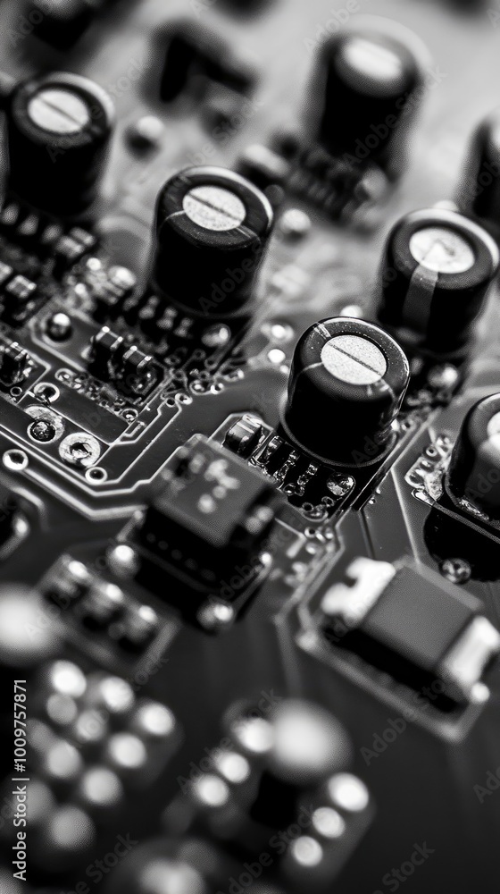 Poster close-up of a circuit board with components