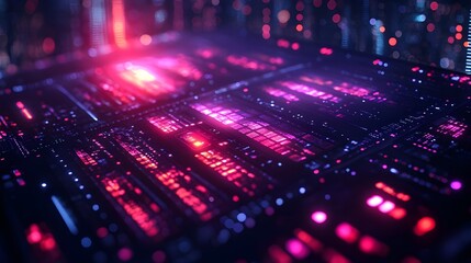 Obraz premium A computer monitor with a radiant red and pink glow in the background.