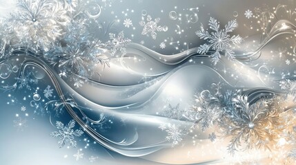 Abstract Winter Wonderland with Snowflakes and Swirling Patterns