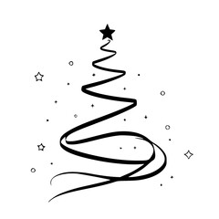 Minimalist Ribbon Christmas Tree with Stars