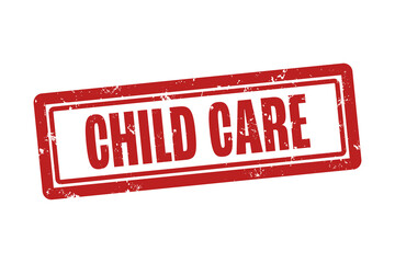 Child Care. A red stamp isolated on white background.