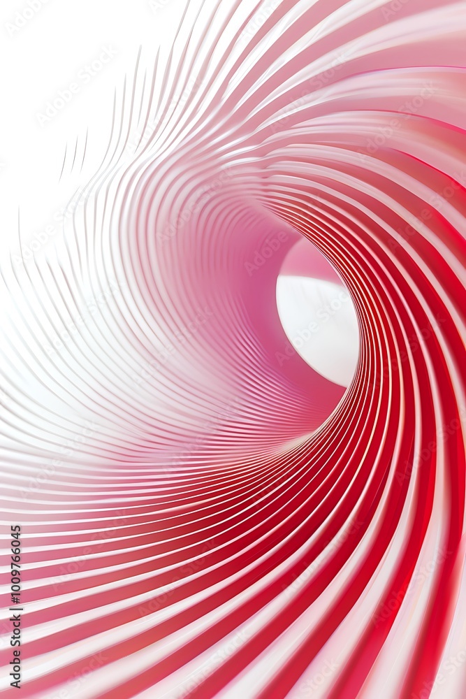 Poster an abstract composition featuring swirling, fluid pink lines that weave across a soft, textured back