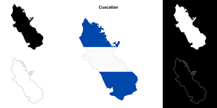 Cuscatlan department outline map set