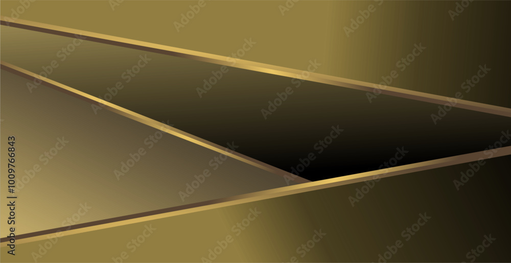 Poster composition of diagonal lines and planes with gold and brown colors and empty space as background in