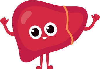 Liver cartoon character. Healthy human organ mascot
