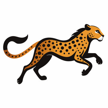 recommend clip art: A cheetah running at full speed silhouette vector illustration on white background
