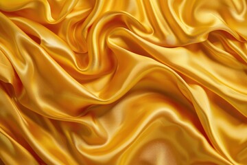 Yellow silk satin draped fabric for luxury design templates.