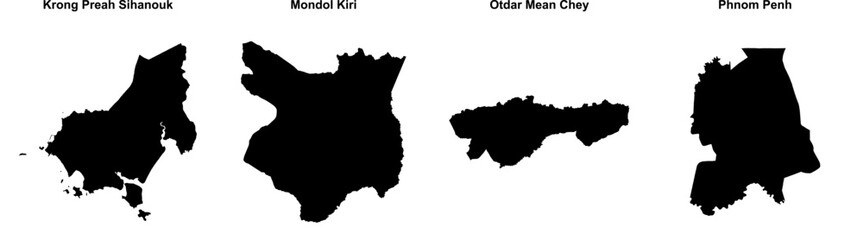 Krong Preah Sihanouk, Mondol Kiri, Otdar Mean Chey, Phnom Penh outline maps